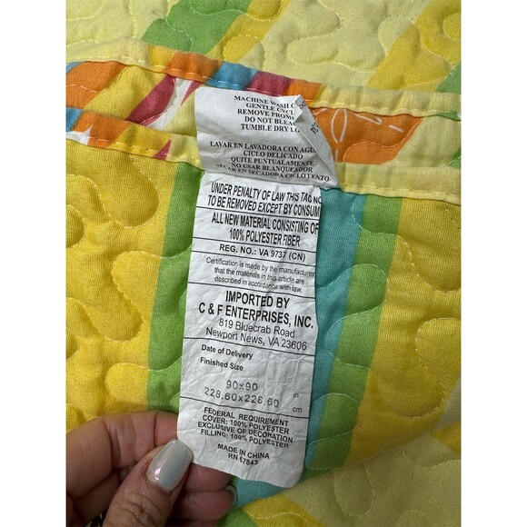 C & F Quilt Set Full/Queen Multicolor Coastal Flip Flop Beach W/Matching Shams - Picture 8 of 10